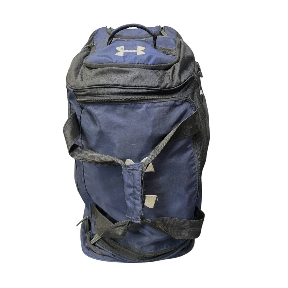 Under Armour Navy Blue Rolling Duffle Bag Large Travel Luggage Wheel Suitcase UA